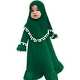 thumbnail image 2 of TOOYOU Girls Outfits Long Sleeve Prayer Clothes For Baby Robe And Headscarf Set Fashion Casual Clothing Set Green Size 18-24 Months, 2 of 7