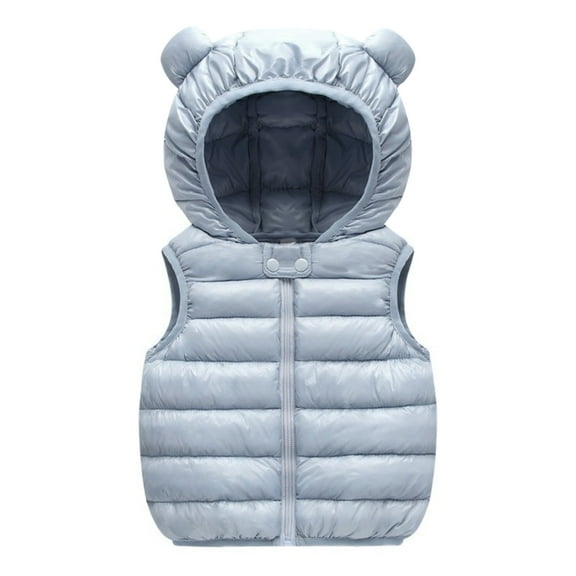 Toddler Kids Winter Warm Sleeveless Jacket Baby Boys Girls 𝗕ear Ears Hooded Mock Zip up Vest Cute Lightweight Outerwear
