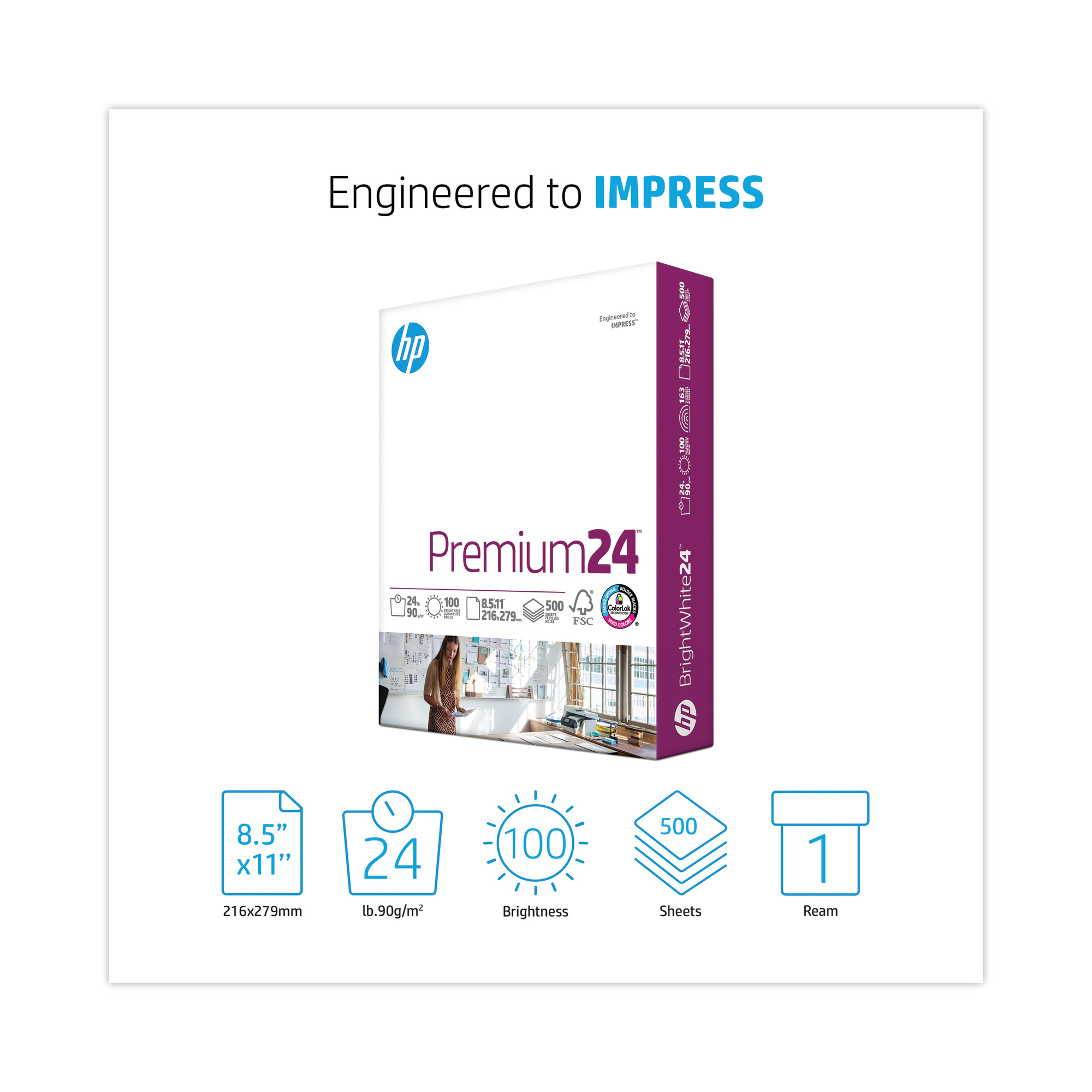 HP Premium 24lb Printer Paper, 500 Sheets photo 2