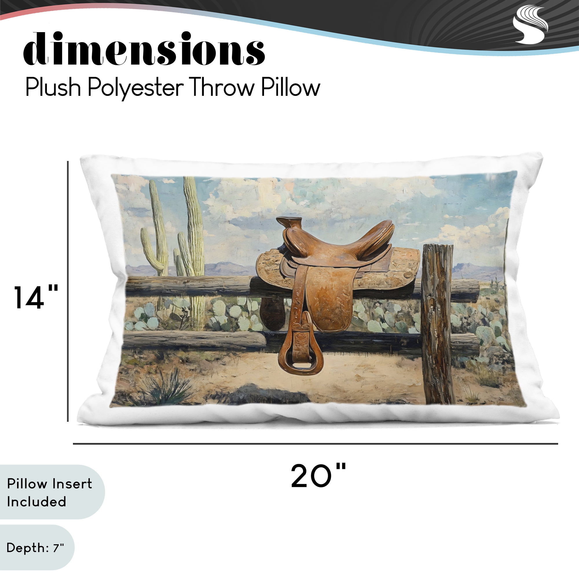 Stupell Industries Saddle on Desert Fence Decorative Printed Throw Pillow, design by Franklyn Gregory, 14 x 7 x 20