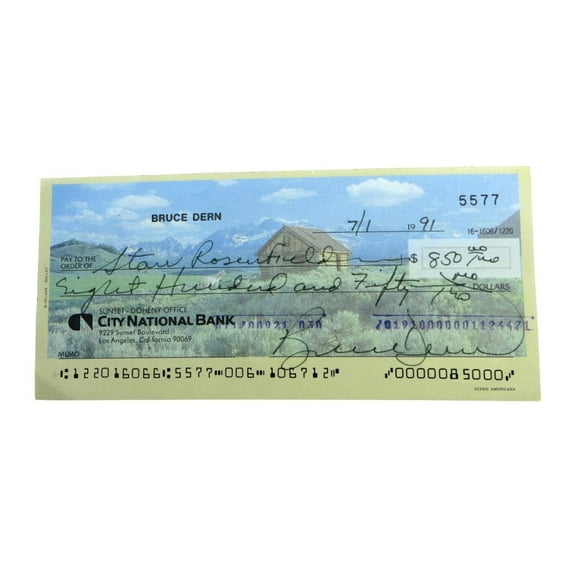 Bruce Dern Signed Autographed Bank Check Coming Home Nebraska JSA AW92919