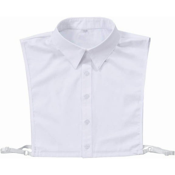 Camicover Men's Fashion OL False Collar Solid Color Lapel Half Shirt Fake Collar (B White)