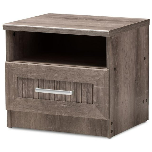 Baxton Studio MH5063-Oak-NS Gallia Modern & Contemporary Oak Brown Finished 1-Drawer Nightstand