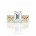 thumbnail image 2 of Jewelerix Emerald Cut Moissanite Engagement Ring in White Gold Vermeil with Round Side Stones, Bridal Promise Ring, 2-Piece Ring Set, 2 of 6