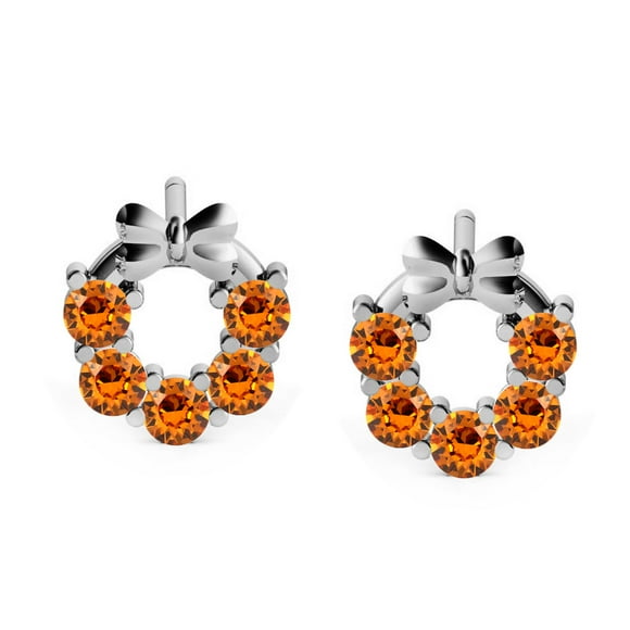 Swarovski Boucles d'Oreilles en Topaze, Clous en Laiton Plaqué Argent pour Femmes
