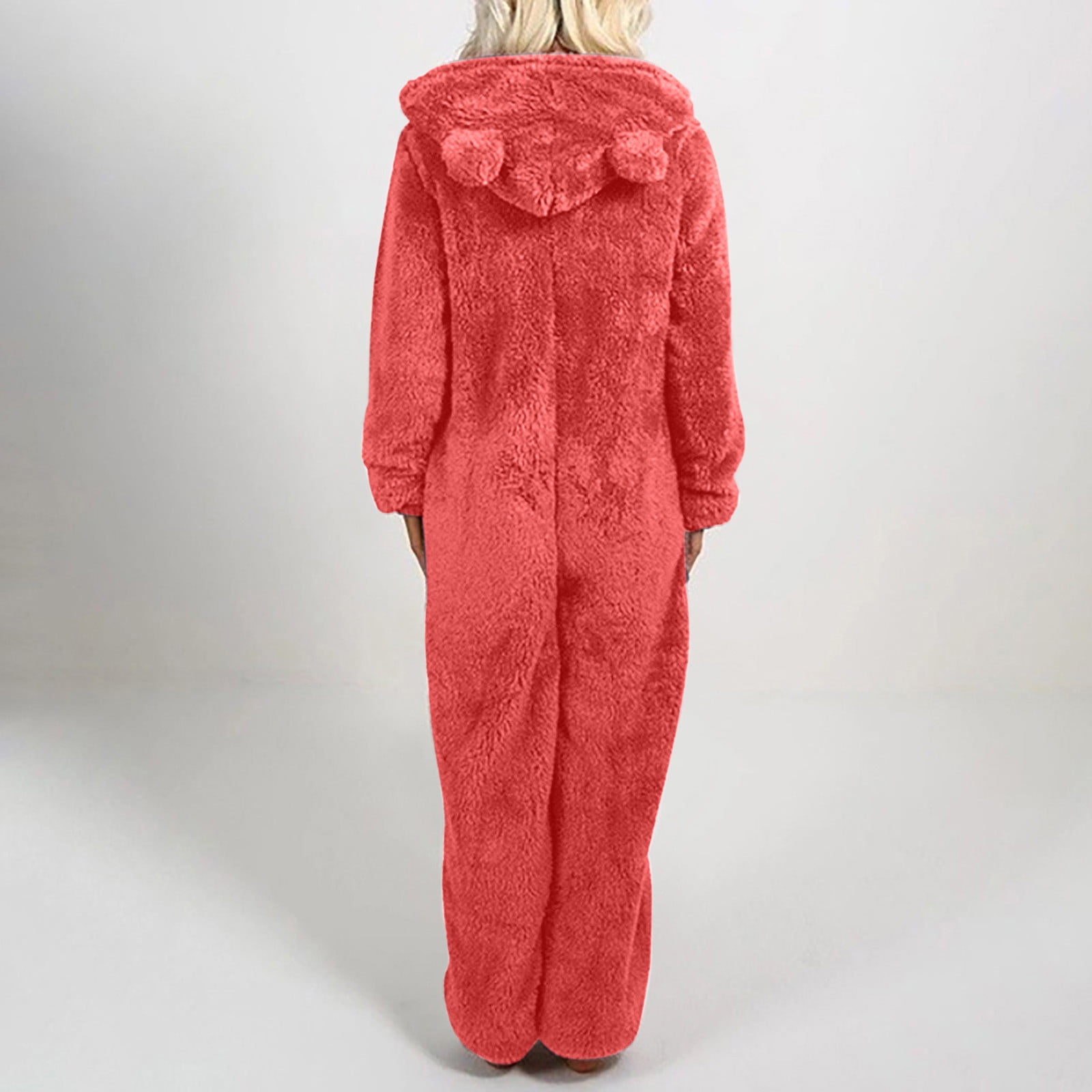 zanvin Women s Warm Fleece Onesie Pajamas Long Sleeve Plush Hooded Jumpsuit Sleepwear in Winter Watermelon Red XXL