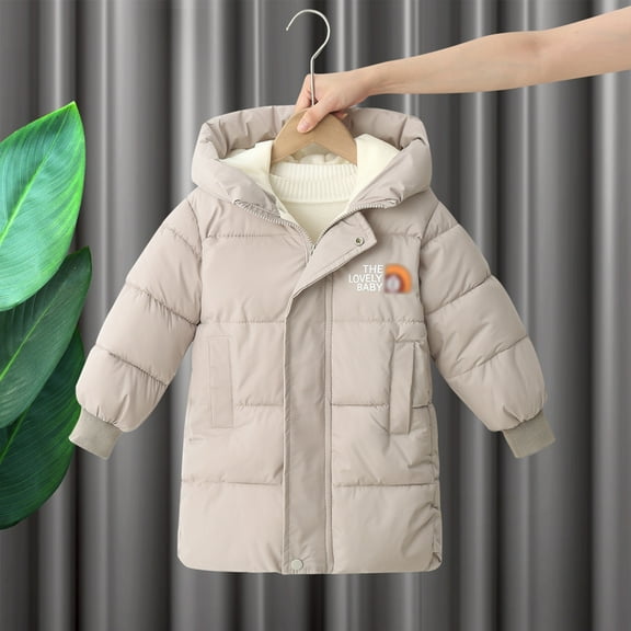 BULLPIANO Kids Boys Girls Long Coat Hooded Warm Padded Jacket Toddler Baby Winter Puffer Snowsuit Outerwear 1-7Y