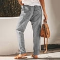 thumbnail image 4 of Liquidación Honeeladyy por menos de 5 $ Pantalones largos holgados informales de verano con estampado de bolsillos para mujer, pantalones largos de pierna ancha para mujer, 4 of 8