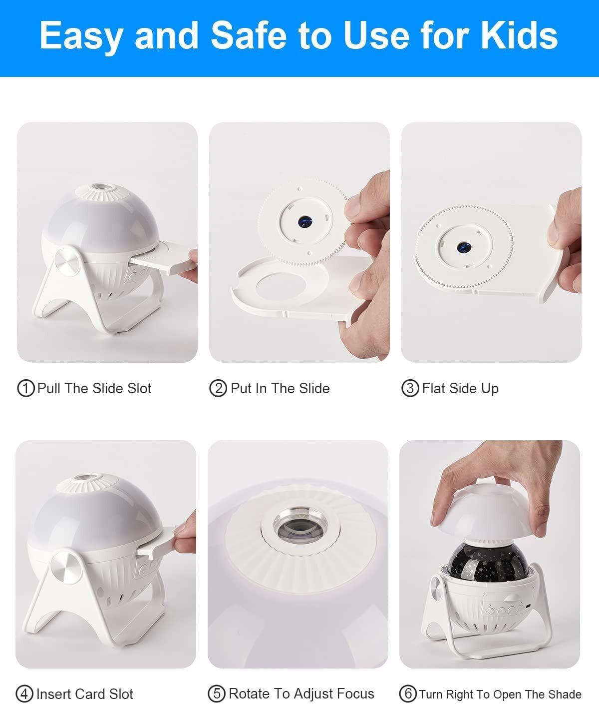ORIA Star Projector Light, 6 in 1 LED Galaxy Rotating Star Light Ambient Night Light for Kids Baby Bedroom Party Home Decor