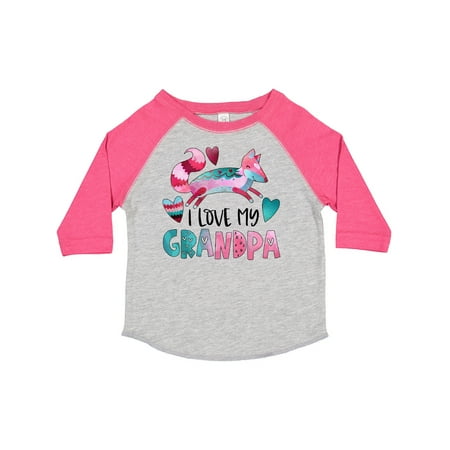 

Inktastic I Love My Grandpa Pink and Blue Fox with Hearts Gift Toddler Boy or Toddler Girl T-Shirt