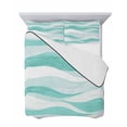 thumbnail image 7 of Quilts Twin-XL Size Bedding Set, Aqua Ombre Lightweight Quilted Comforter, Modern Moire Abstract Art Aesthetics Soft Reversible Bedspread Coverlet with Pillow Covers for All Season, 68" x 98", 7 of 7