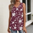 thumbnail image 5 of Womens Tank Tops V Neck Basic Solid Color Casual Flowy Summer Sleeveless #01Wine L, 5 of 6