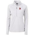 thumbnail image 2 of Women's Cutter & Buck White Denver Broncos Throwback Logo Adapt Eco Knit Stretch Recycled Half-Zip Pullover Top, 2 of 3