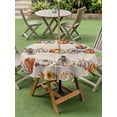 thumbnail image 3 of Outdoor Tablecloth with Umbrella Hole and Zipper, Fall Pumpkins Round Table Cloth 60 Inch Waterproof Tablecloth, Thanksgiving Vintage Sunflowers Maple Leaf Picnic Table Cover for Patio Camping, 3 of 7