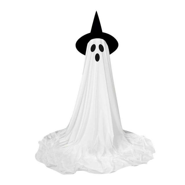 Fantasma de tela blanca iluminado, decoración de Halloween, fácil de montar. 165x30cm