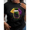 thumbnail image 1 of Women's Fireworks Lips Graphic Tee - Casual Crew Neck Short Sleeve T-Shirt, Stretchy Polyester Blend, Machine Washable - Perfect for Summer & Holidays, 1 of 6