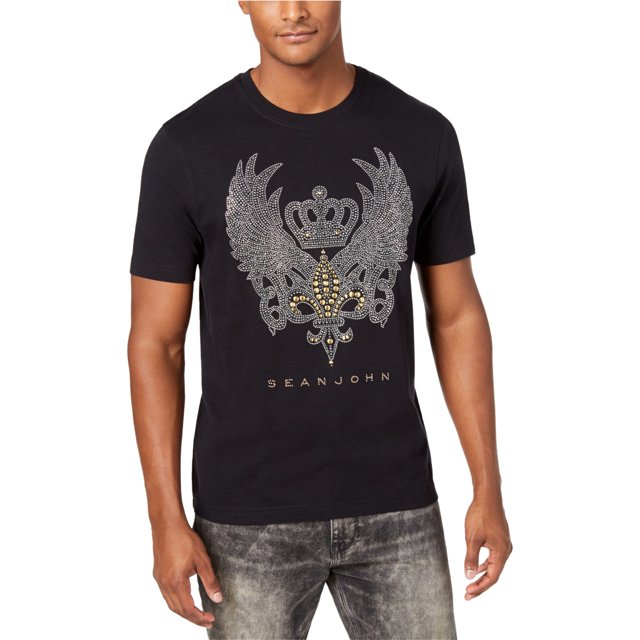 Camiseta con adorno de alas de corona Sean John hombre negro mediana
