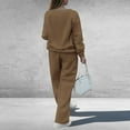 thumbnail image 4 of Lounge Sets for Women 2025 V Neck 2 Piece Outfits Airport Wide Leg Pants Matching Set Sweatsuits Khaki S, 4 of 7
