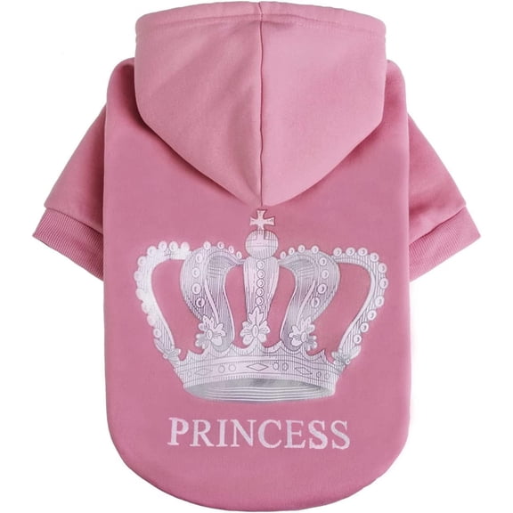 Princess  Hoodie-Soft  Sweater Fleece Sweatshirt Cold Weather Pet Clothes,Pitbull Clothes Outfits,Coat Apparel for Puppy,, Small Medium Large Dogs