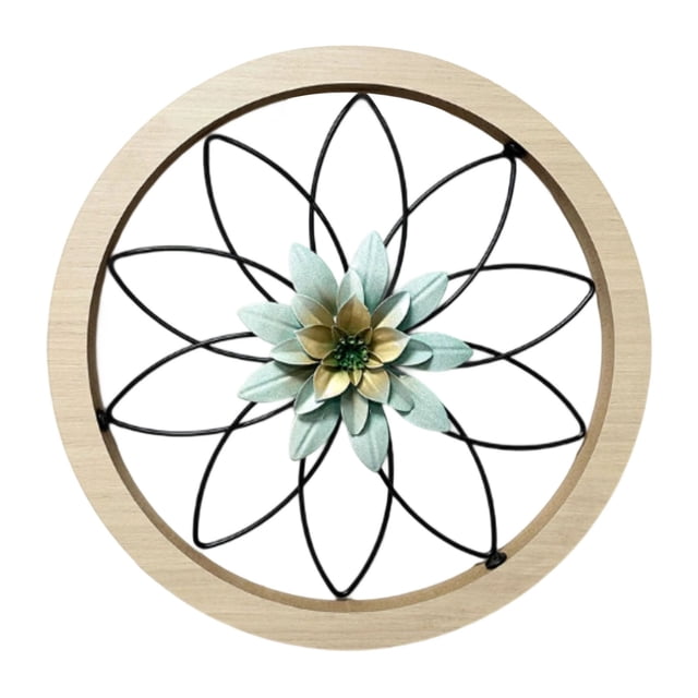Art Mural Rond Style Ferme avec Bois et Métal pour Décoration Intérieure de la Maison