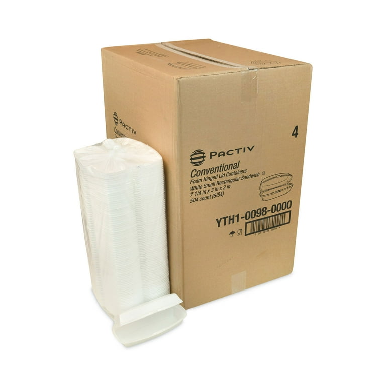 Foam Hinged Lid Container, Single Tab Lock Hot Dog, 7.25 x 3 x 2, White, 504/Carton Foam Hinged Lid Container, Single Tab Lock Hot Dog, 7.25 x 3 x 2, White, 504/Carton