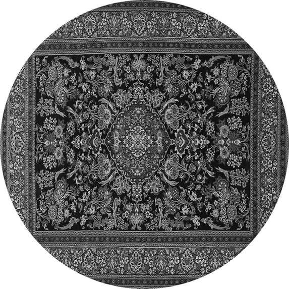 Ahgly Company Indoor Round Medallion Gray Traditional Area Rugs, 3' Round