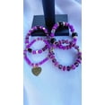 thumbnail image 3 of Heart Charm Crystal Bracelet Set- Purple, Adjustable Beaded Fashion Jewelry, 3 of 4