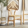 thumbnail image 2 of DecMode Teak Wood Handmade Dining Chair with Woven Seagrass Seat, Brown, 2 of 7