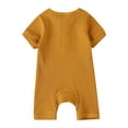 thumbnail image 3 of wybzd Newborn Baby Boy Girl Summer Clothes Ribbed Knitted Short Sleeve Romper Jumpsuit Bodysuit Overalls Shorts Brown 12-18 Months, 3 of 7