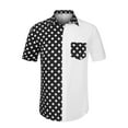 thumbnail image 5 of INSPIRE CHIC Men's Summer Polka Dots Short Sleeves Button Down Patchwork Shirt M White, 5 of 7