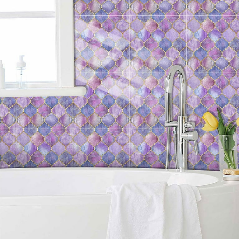 XMMSWDLA Bathroom WallpaperColorful Fish Shape Tile Stickers Kitchen  Bathroom Wall Decorationpurple Clearance Sales Today Deals Prime 