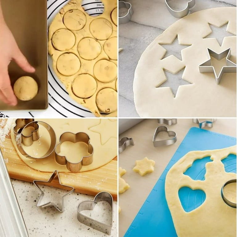 Heldig Metal Cookie Cutters Set - 12Pcs Heart, Star, Round, Flower Shapes  Cookie Biscuit Cutter Stainless Steel Cutter for Kitchen,Baking,Spring 