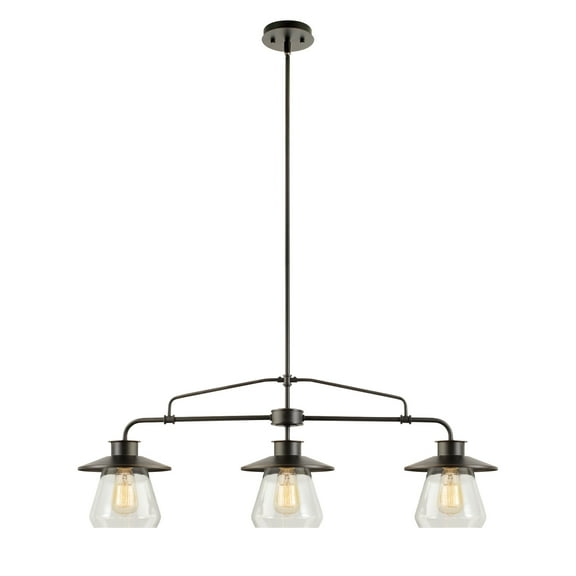Globe Electric Oil Rubbed Bronze Vintage Pendant, 3-Lights, with Clear Glass Shades, 64845
