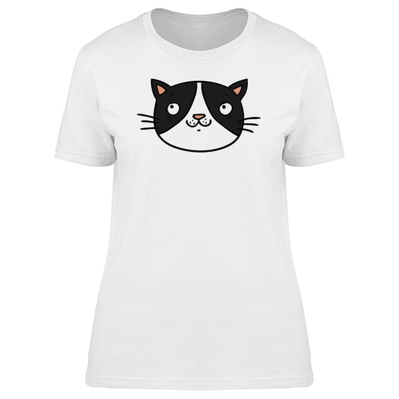 Cute Happy Cat Doodle Cartoon Tee Women's -Image by Shutterstock
