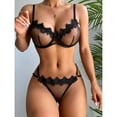 thumbnail image 2 of WTOBBY Women's Sexy Lace Sleepwear Set: Spaghetti Strap Nightgown with Sheer Mesh and Matching Panties, Summer Sleeveless Transparent Pajamas,Romantic Two-Piece Outfit ,Black L, 2 of 3