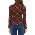 thumbnail image 3 of Haut à Col Roulé à Manches Longues pour Femme Extensible Ajusté Noël Xmas Chemise TG Rouge Noir, 3 of 6