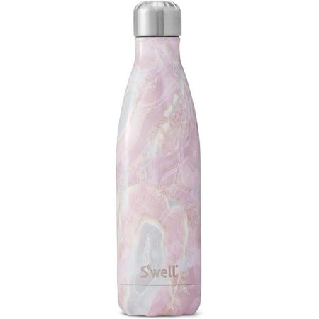 

Stainless Steel Insulated Water Bottle - Geode Rose Triple-Layered Vacuum - Double Wall Bottles Keep Drinks Cold for 36 Hours and Hot for 18 - Great for travel hiking camping 17 fl oz