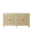 thumbnail image 5 of 70" Rattan Buffet Cabinet with Storage, 4-Door Sideboard Buffet Cabinet with Adjustable Shelves for Kitchen, Living Room and Dining Room, Easy Assembly, Natural Finish, 5 of 10