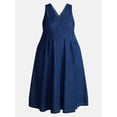 thumbnail image 4 of Terra & Sky Women’s Plus Sleeveless Midi Fit and Flare Denim Dress, Sizes 0X-5X, 4 of 4