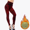 thumbnail image 3 of Gibobby pantalones de mujer de vestir Mallas informales de felpa para mujer, pantalones cortos ajustados y que levantan la cadera, sin costuras, elásticos, para otoño e invierno (Rojo, Talla única), 3 of 4