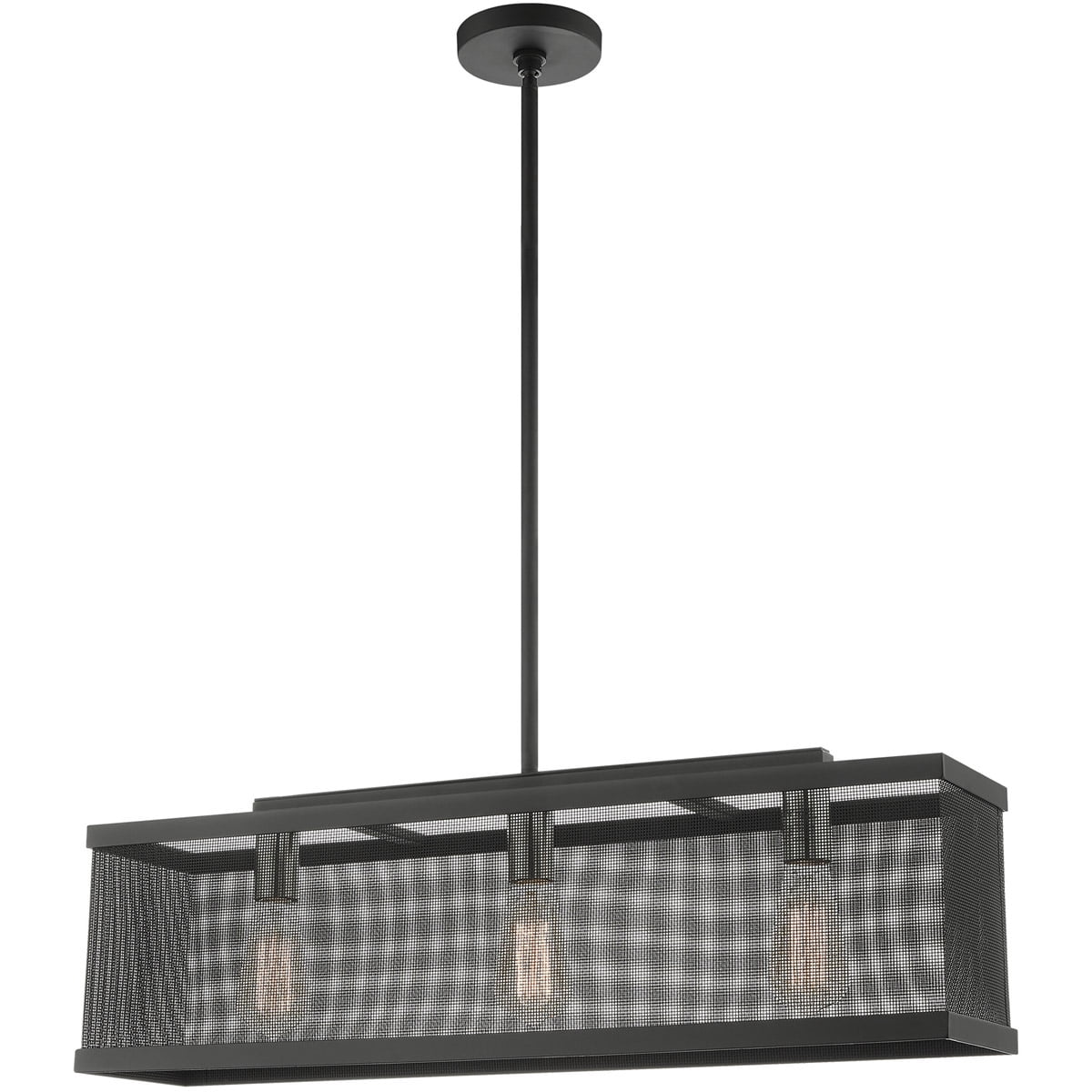 6.5 inch 3 Light Black Chandelier with Black Stainless Mesh Shade