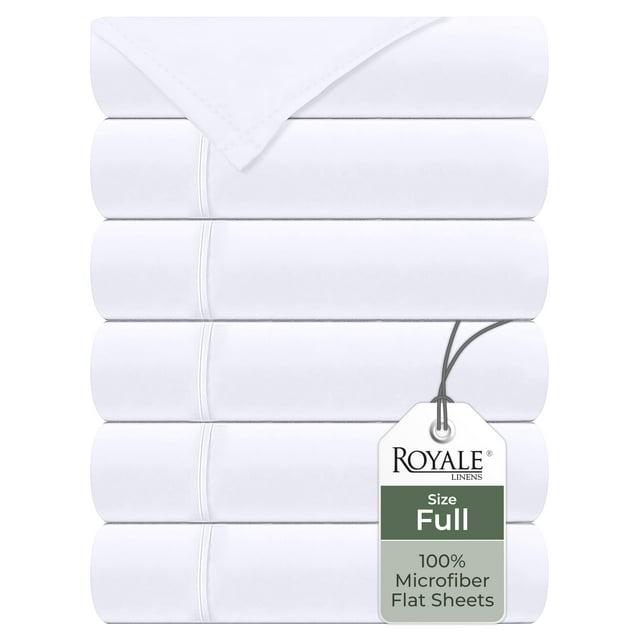 Juego de sábanas planas Royale Linens Soft 1800 de microfibra, paquete completo de 6