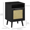 thumbnail image 3 of HOMCOM Nightstand, Bedside Table, Side Table w/ Cupboard and Shelf, Black, 3 of 10
