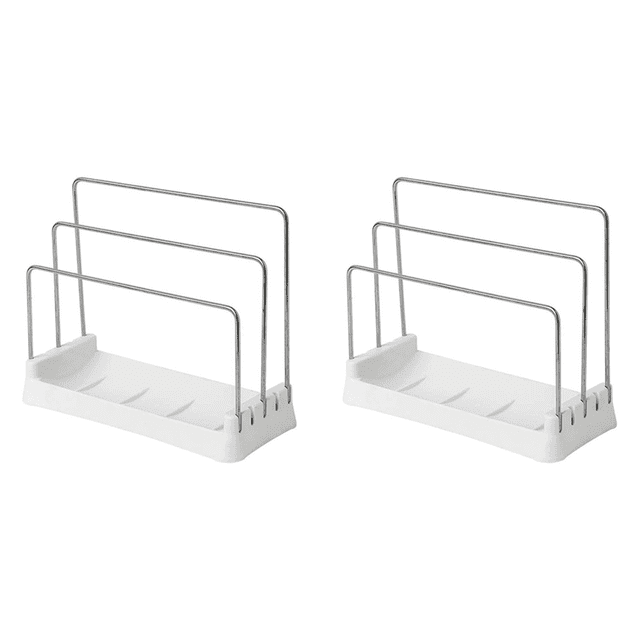 2X Cutting Boards Holder, Organizer Pantry Rack Bakeware Holder Chopping Board Kitchen Countertop Storage White