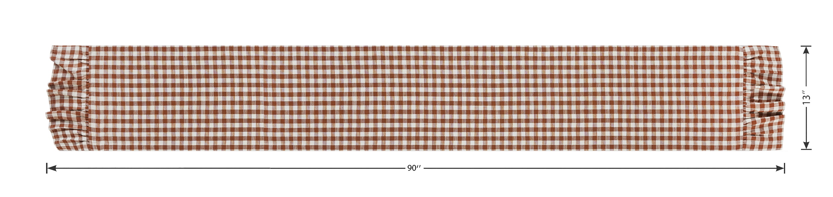 Harvest Gingham Ruffle 13" x 90" Table Runner - 100% Cotton, Rust Orange
