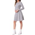 thumbnail image 4 of INSPIRE CHIC Women's Plaid Grid Peter Pan Collar Long Sleeve A-line Vintage Tweed Dress XL Purple, 4 of 6