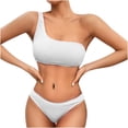 thumbnail image 2 of Babysbule Women's Bikini Sets Swimsuit Summer Solid Color Swimwear Two-piece Slim One Shoulder Swimsuit Bikini Straped Bathing Suit, 2 of 4