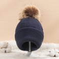 thumbnail image 3 of Kids Winter Hat Toddler Knitted Pom Beanie Hat Cotton Lined Faux Cap Baby Girls Boys Hat, 3 of 4