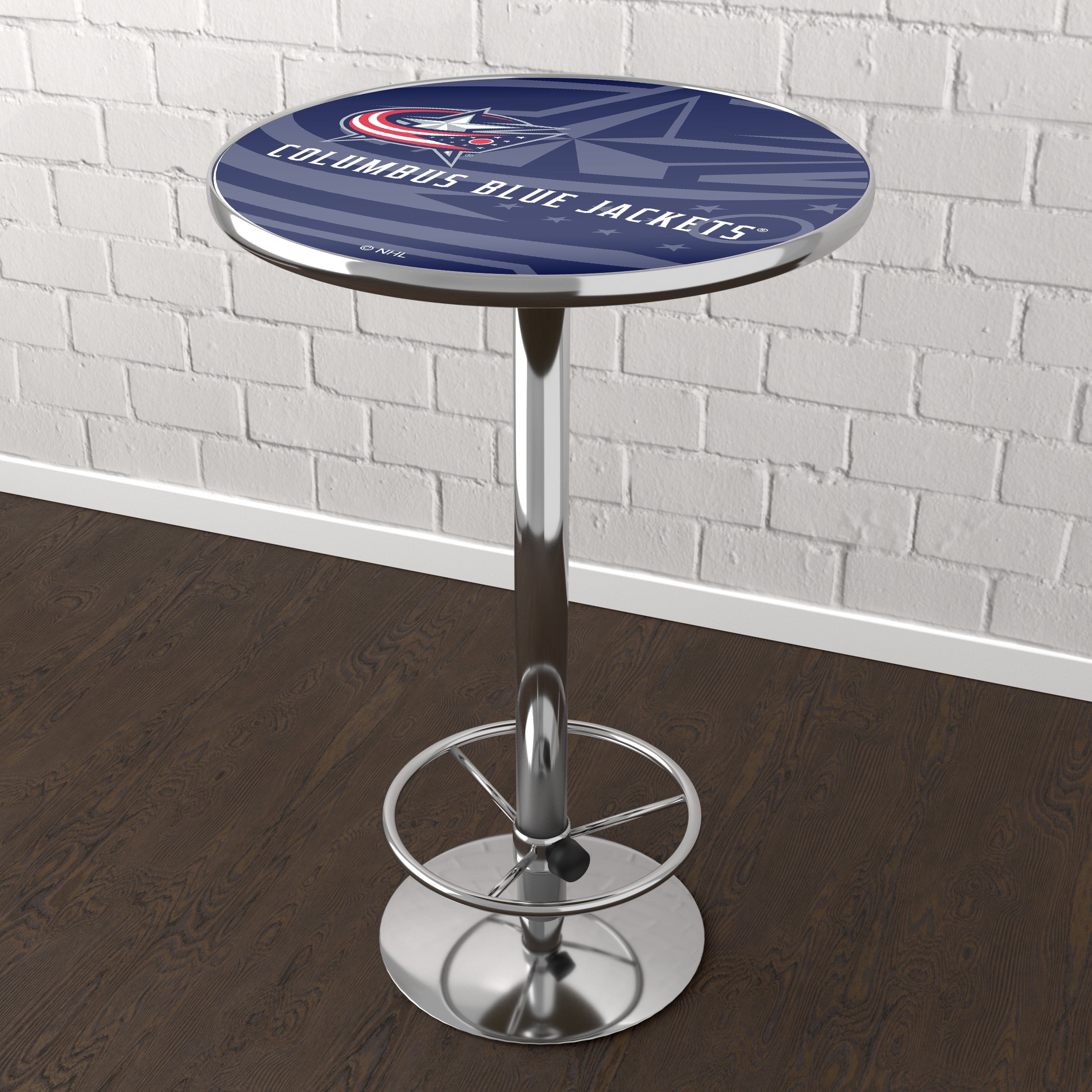 Columbus Blue Jackets Watermark Bar Table with Adjustable Footrest and Acrylic Top
