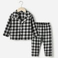 thumbnail image 2 of ZCFZJW Toddler Kids Boys Girls Outfits Set Casual Lattice Print Long Sleeve Button Down Flannel Shirts and Long Pants Children Baby Two Piece Homewear Suit Black 3 Months, 2 of 9